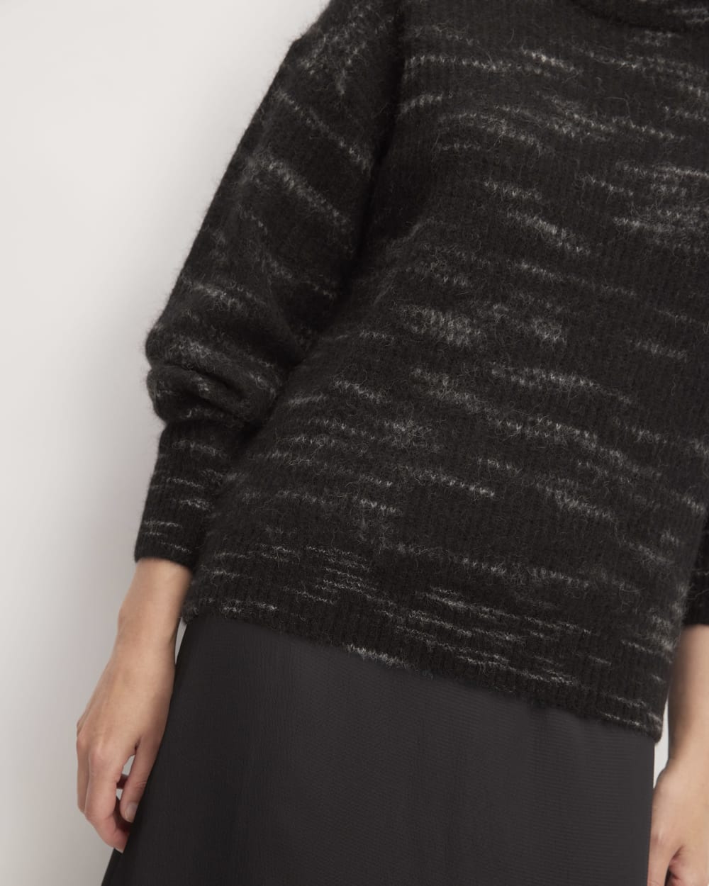 The Cocoon Crew in Alpaca in Black Heather — detail view