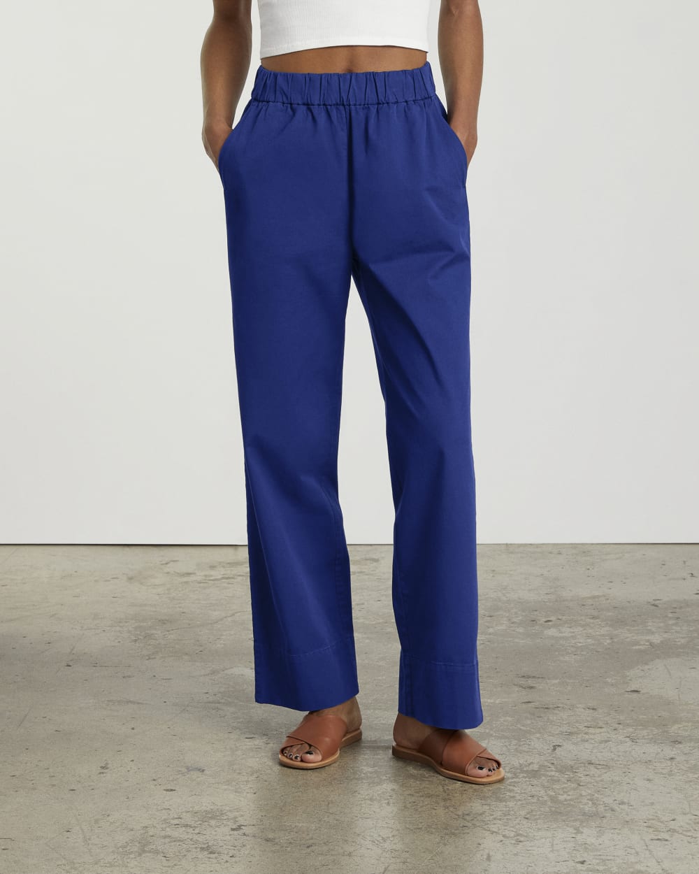 The Easy Pant in Cobalt — detail view