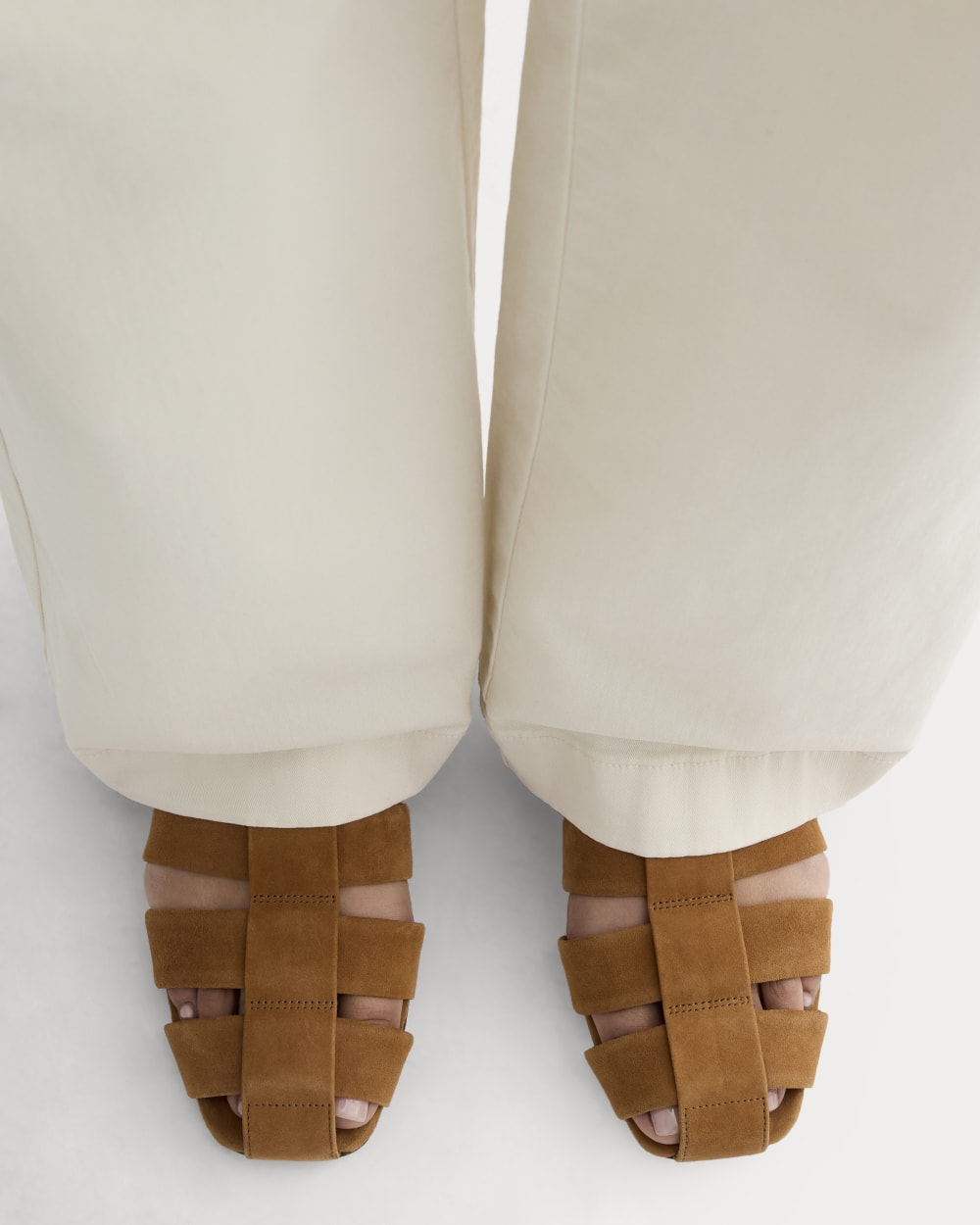 The Day Fisherman Sandal in Saddle Brown Suede — detail view