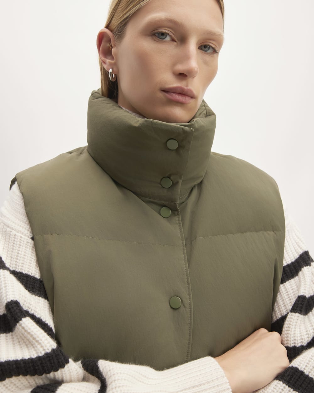 The Puffer Vest in Kalamata — detail view