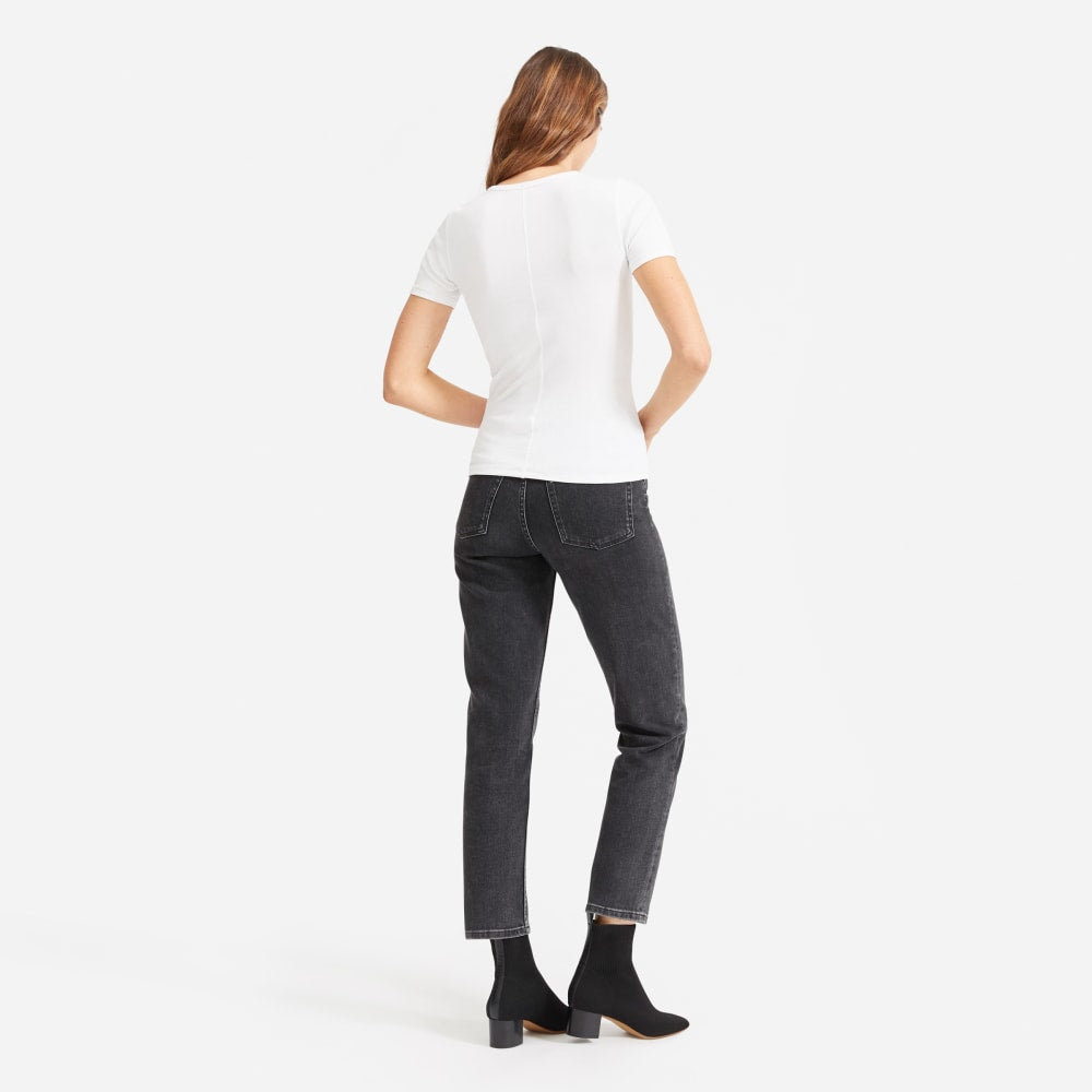 The Pima Micro-Rib Crew Tee in White — detail view