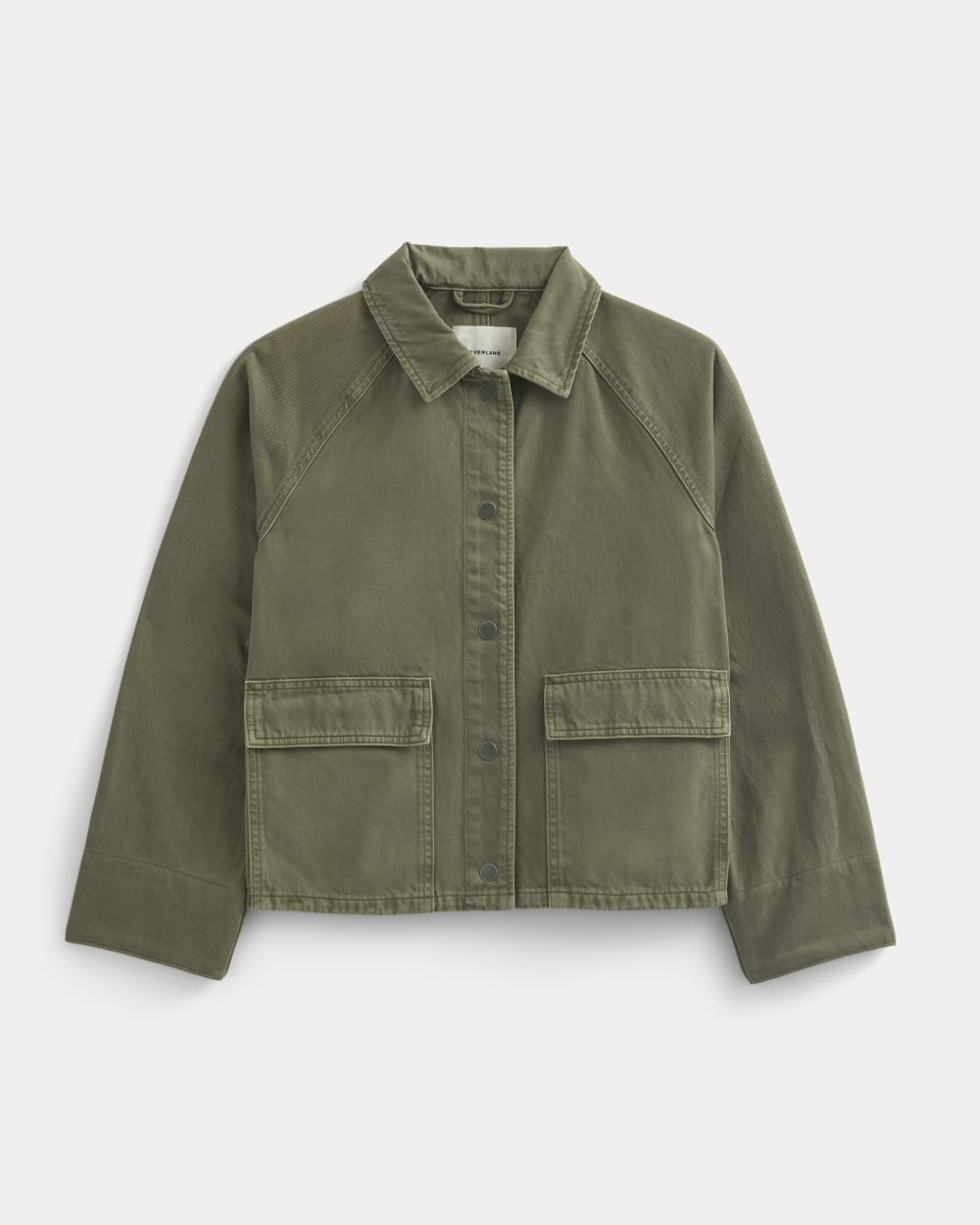 Cropped Denim Jacket in Garment-Dyed Kalamata — alternate view