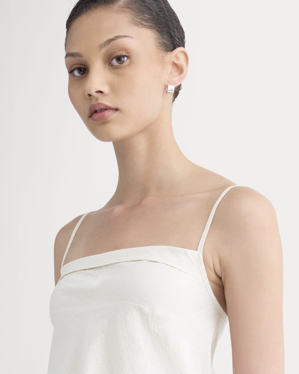The Flowy Gauze Cami in Birch — detail view