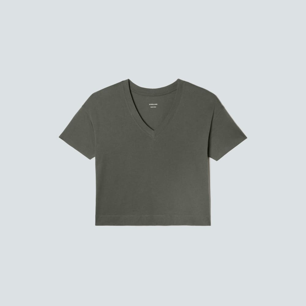 The Organic Cotton Slouchy V-Neck in Kambaba — front view