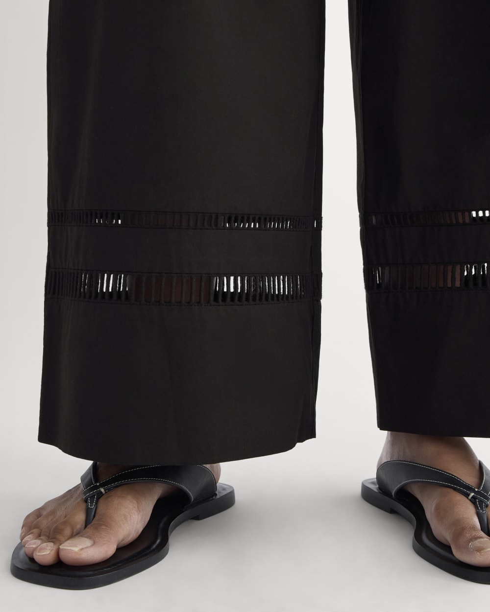 The Lace Trim Pant in Black — detail view