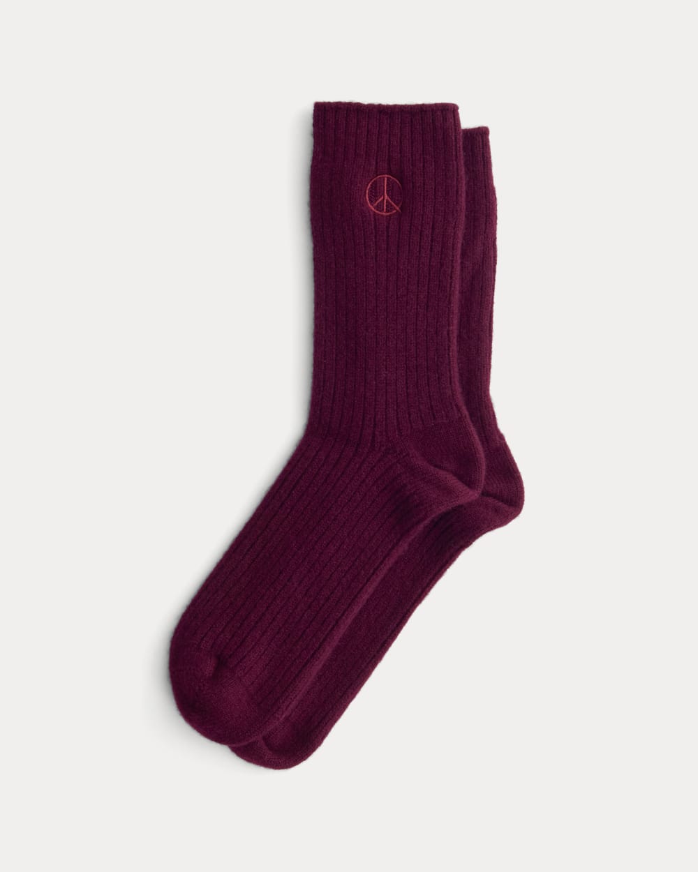 Everlane x Peace & Quiet Cashmere Socks in Wine — front view