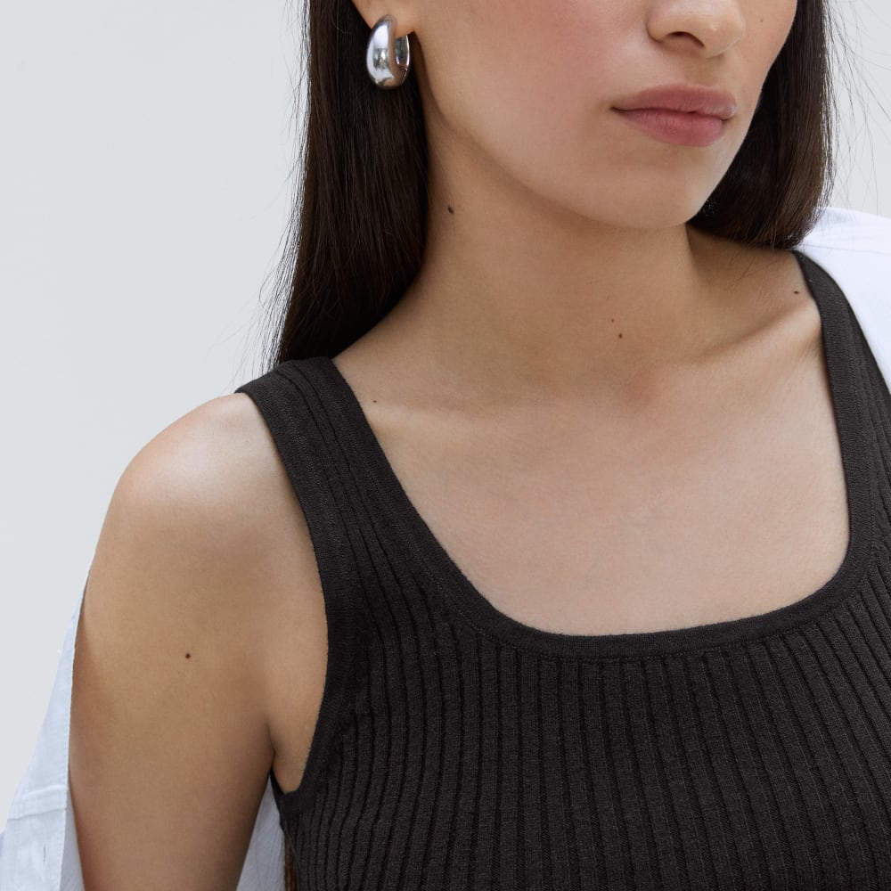 The Cotton-Merino Cami in Black — detail view