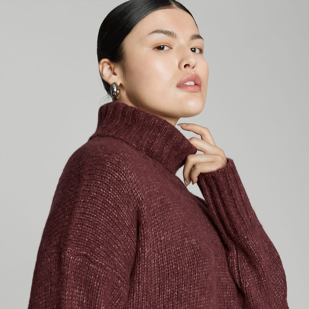 The Cloud Turtleneck in Brandy — detail view