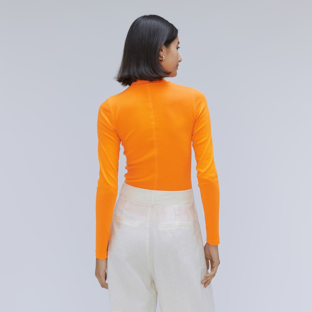 The Luxe Micro-Rib Turtleneck in Turmeric — detail view