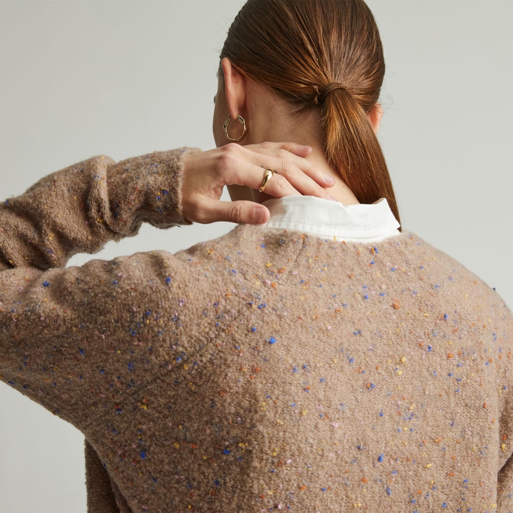 The Confetti Cardigan in Taupe Multi — detail view