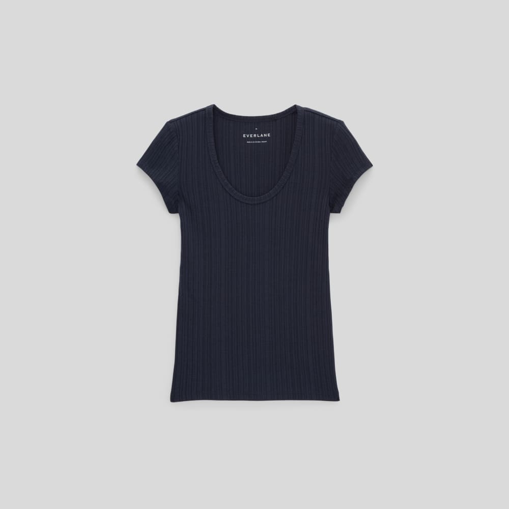The Rib Soft Knit Scoop-Neck Tee in Navy — alternate view