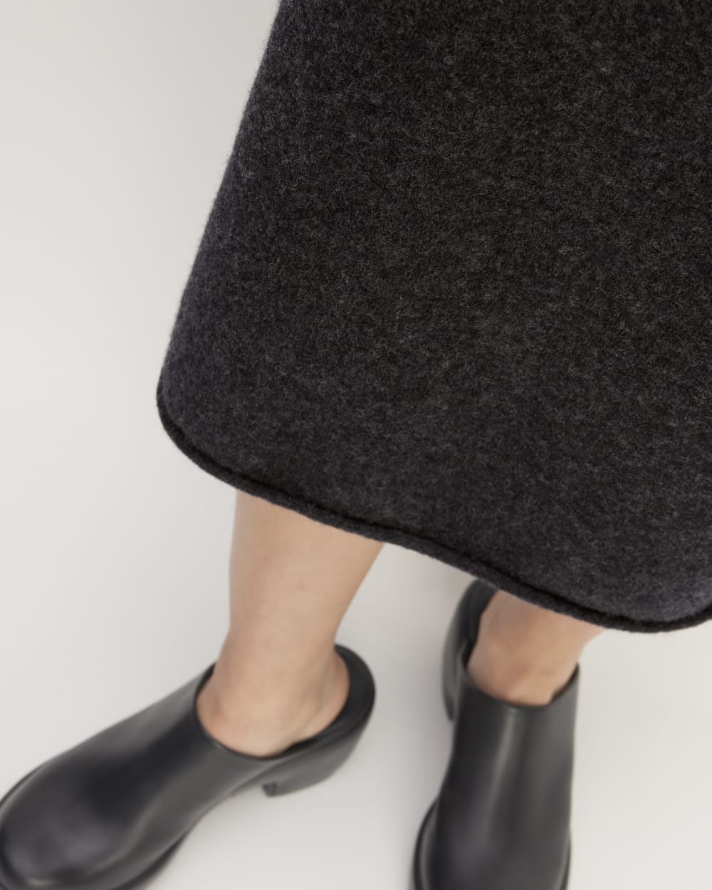 The Cozy-Stretch Skirt in Charcoal — detail view