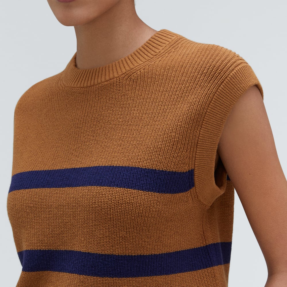 The Cotton Summer Sweater Tank in Caramel — detail view
