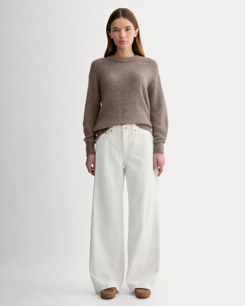The Cocoon Crew in Alpaca in Taupe Melange — detail view