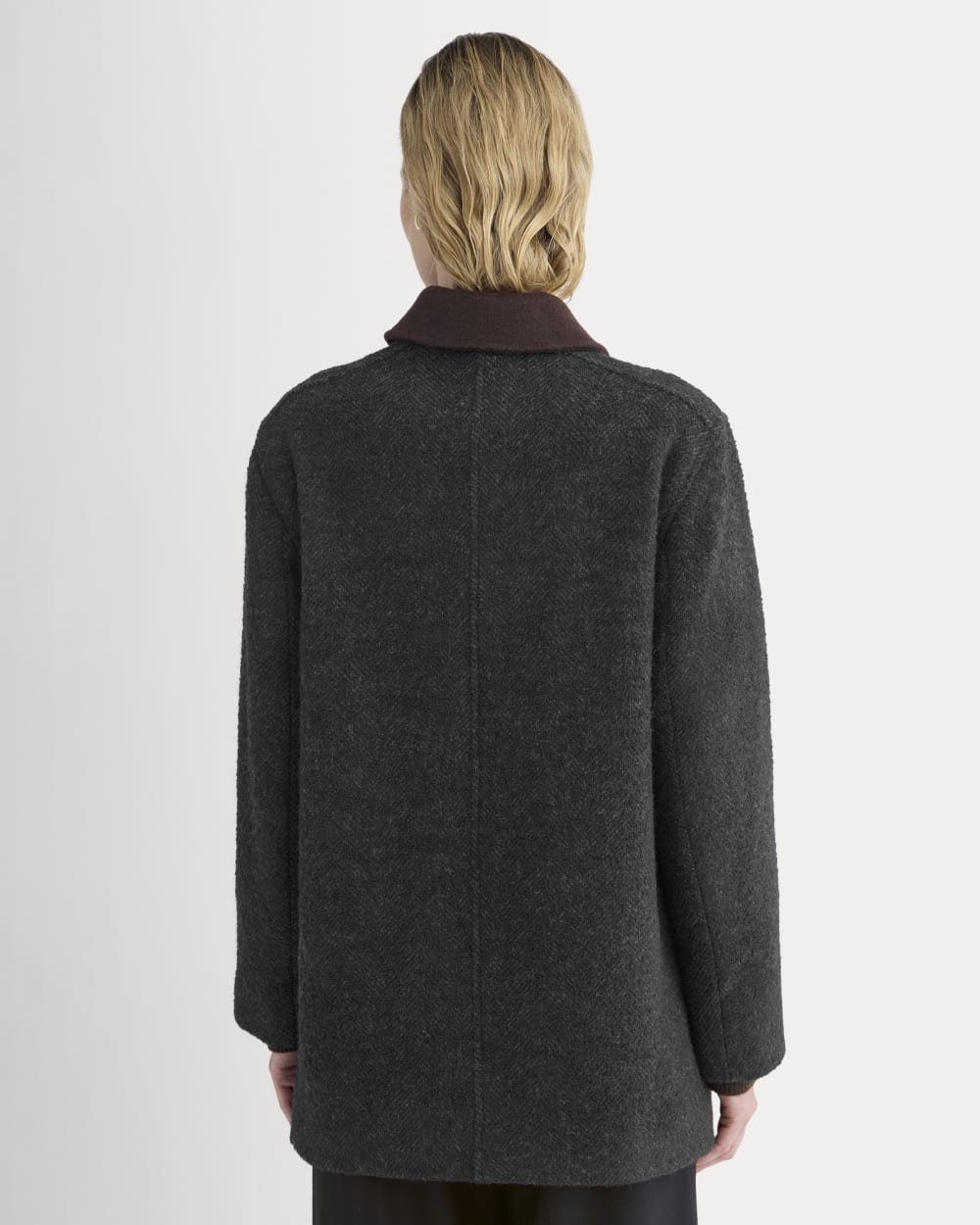 Italian Car Coat in Carbone/Black — detail view