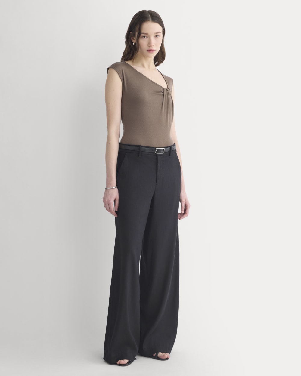 Asymmetrical Top in Butterluxe in Deep Taupe — detail view
