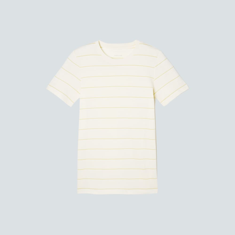 The Organic Cotton Crew Tee in Pastel Yellow / White — alternate view