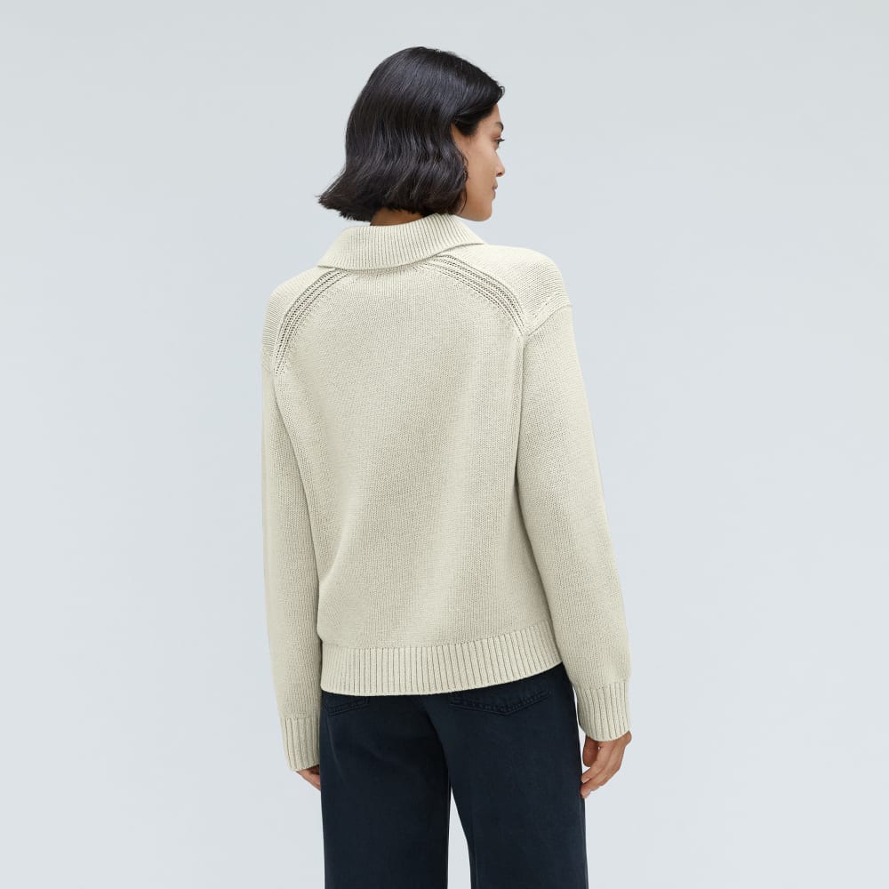 The Cotton Chore Sweater Jacket in Canvas — detail view
