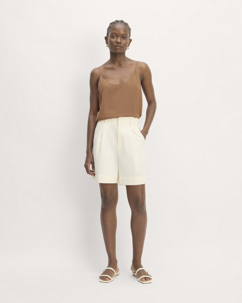 The Slip Cami in Carob Brown — detail view