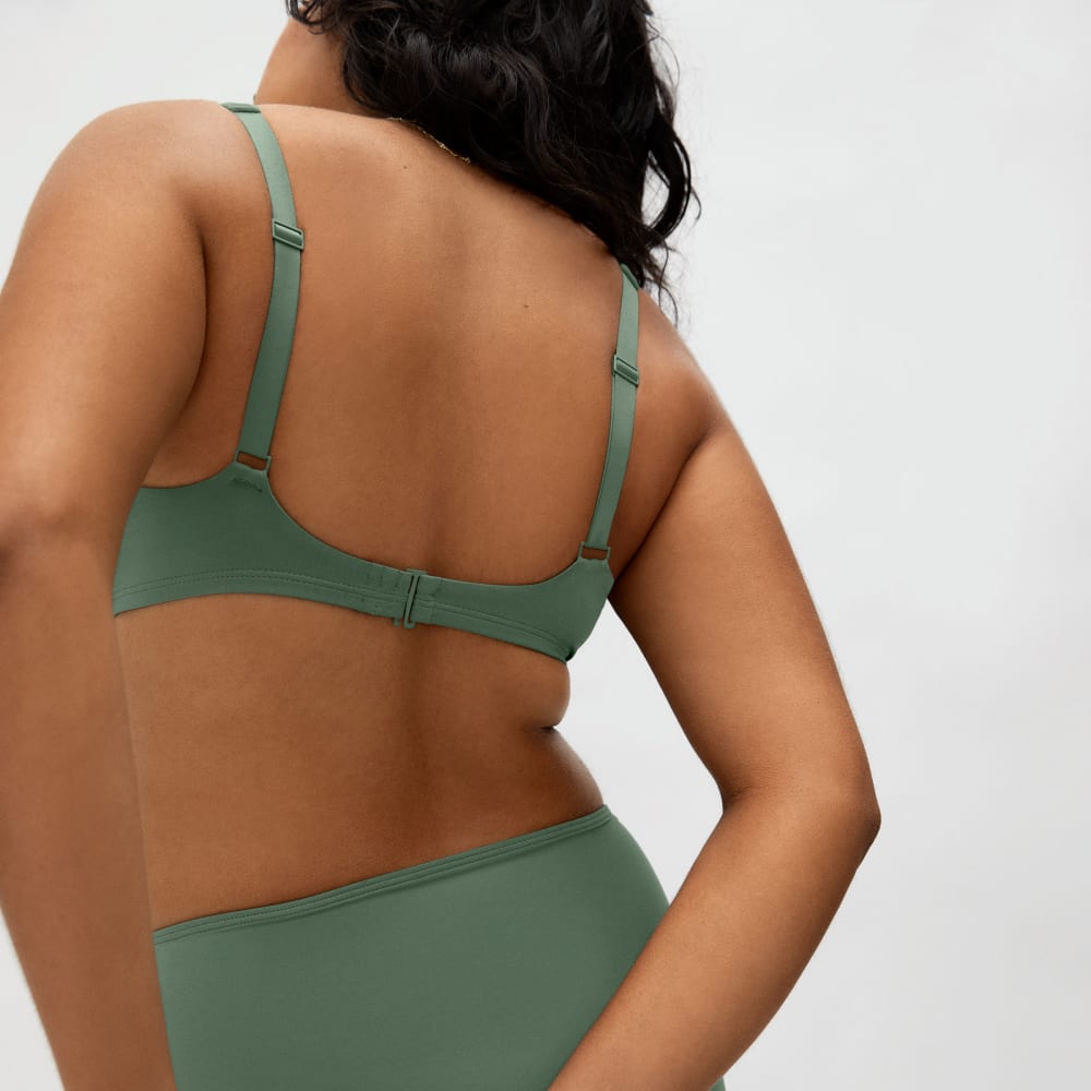 The Square-Neck Bikini Top in Herb — detail view
