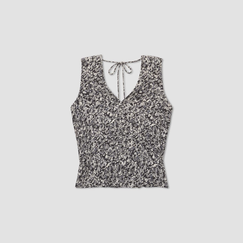 The Satin V-Neck Top in Splatter — alternate view