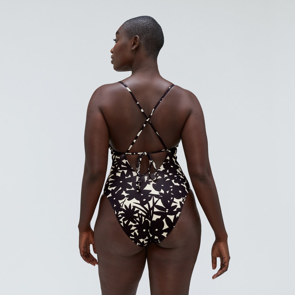 The String One-Piece in Black / Canvas Floral — detail view