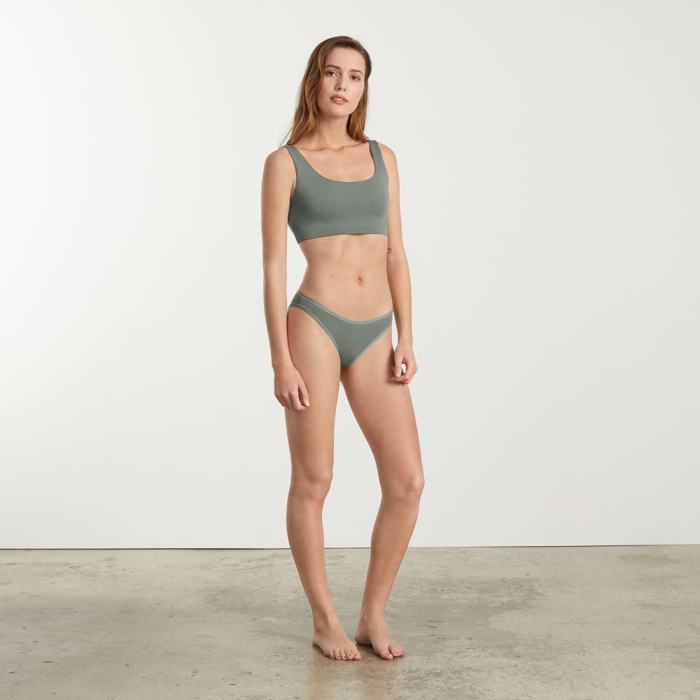The Cotton Bikini in Dark Sage — detail view
