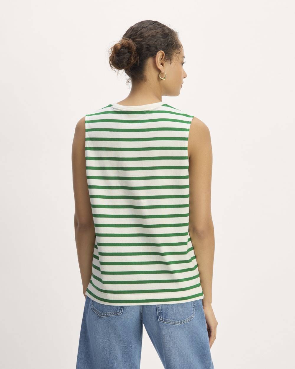 The Mariner Tank in Bone / Grass Green — detail view