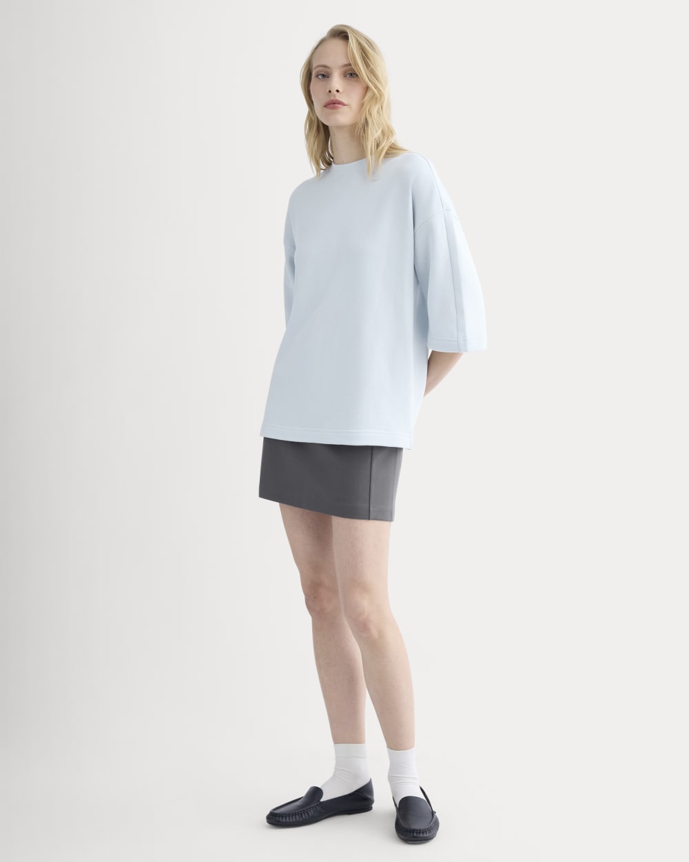 Lightweight Terry Oversized Tee in Skywriting — detail view