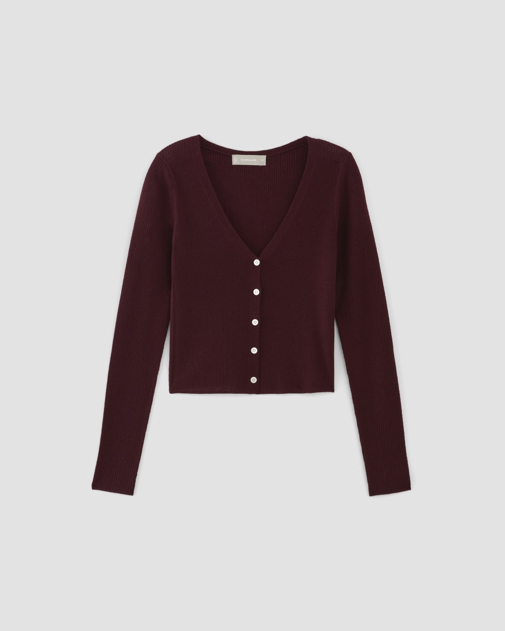 The Cardigan in Ultrasoft Merino in Burgundy — alternate view