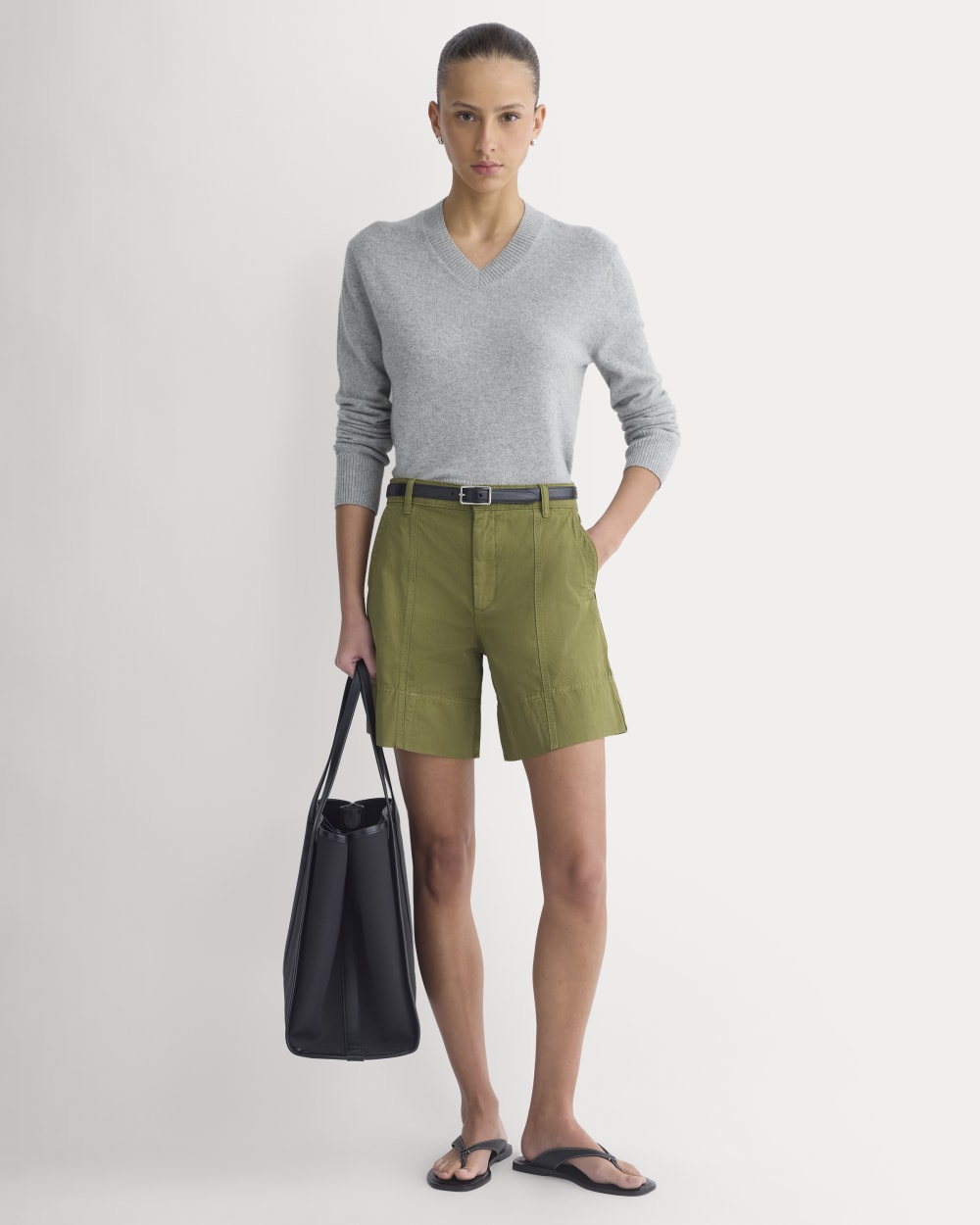 Seamed Everywhere Short in Mayfly — front view