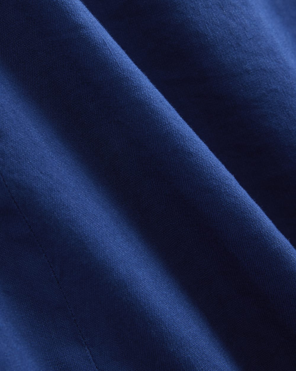 Tie-Neck Dress in Stretch Linen in Estate Blue — detail view