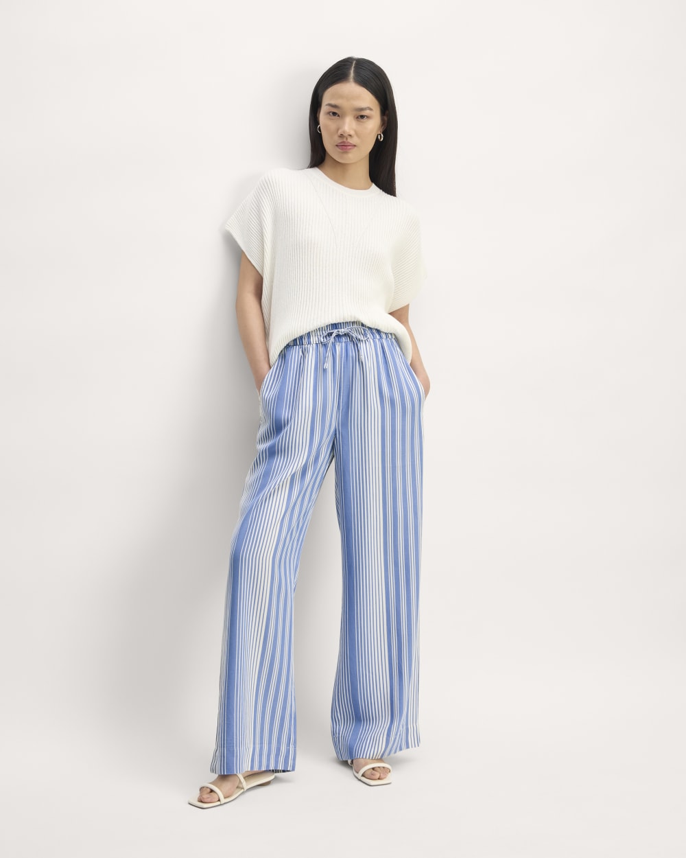The Wide-Leg Pant in Butterlite in Granada Sky Blue / Bone — front view