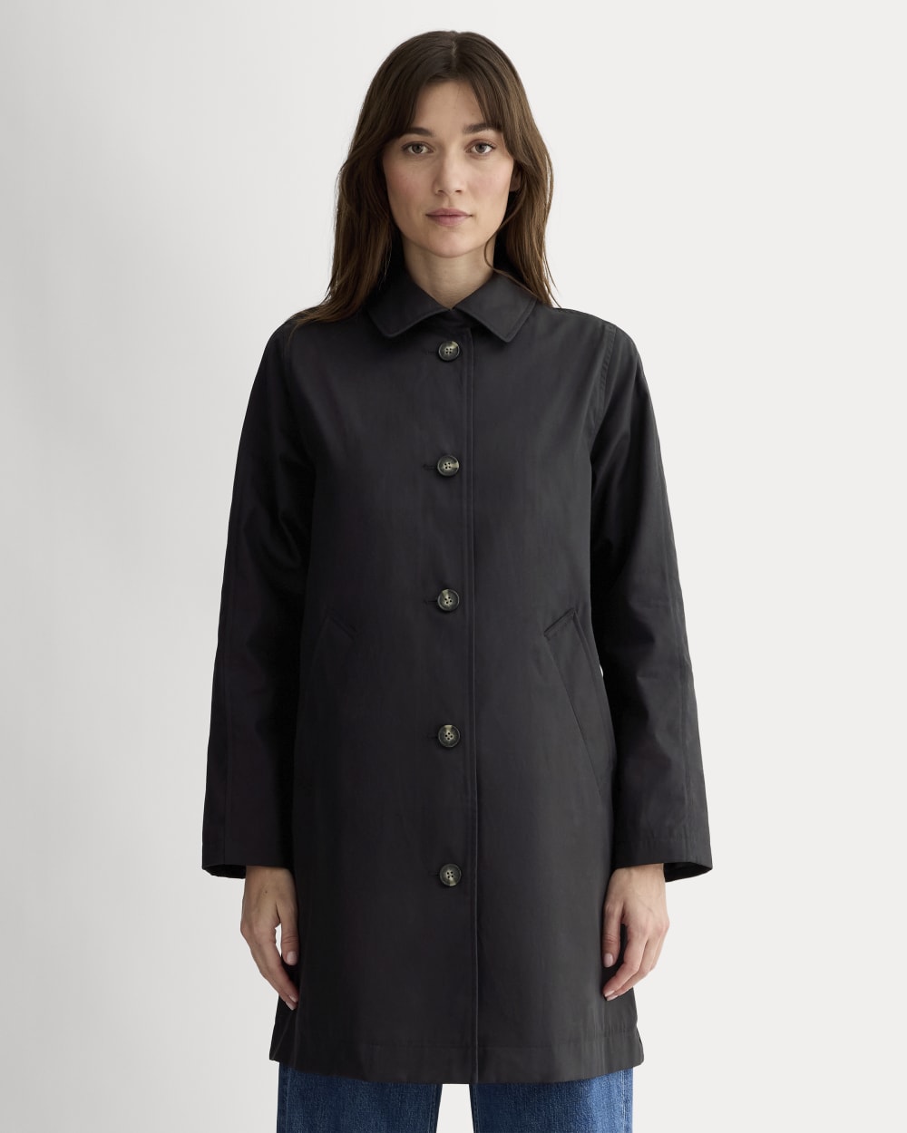 The Mac Coat in Black — front view