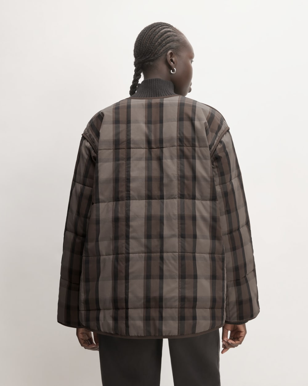 The Quilted Cotton Liner in Abalone / Black / Earth Brown — detail view