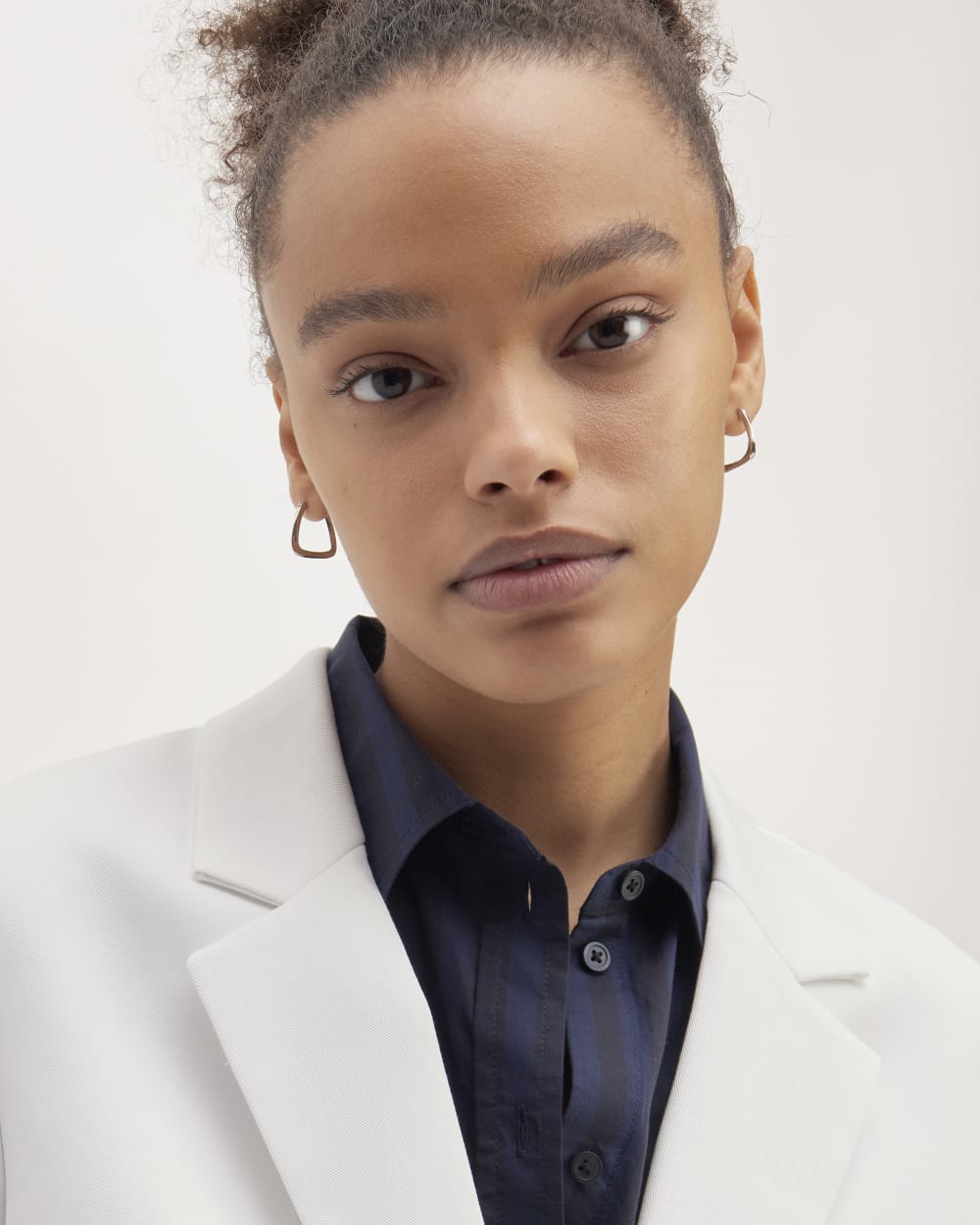 The Oversized Blazer in Buttersmooth in White — detail view