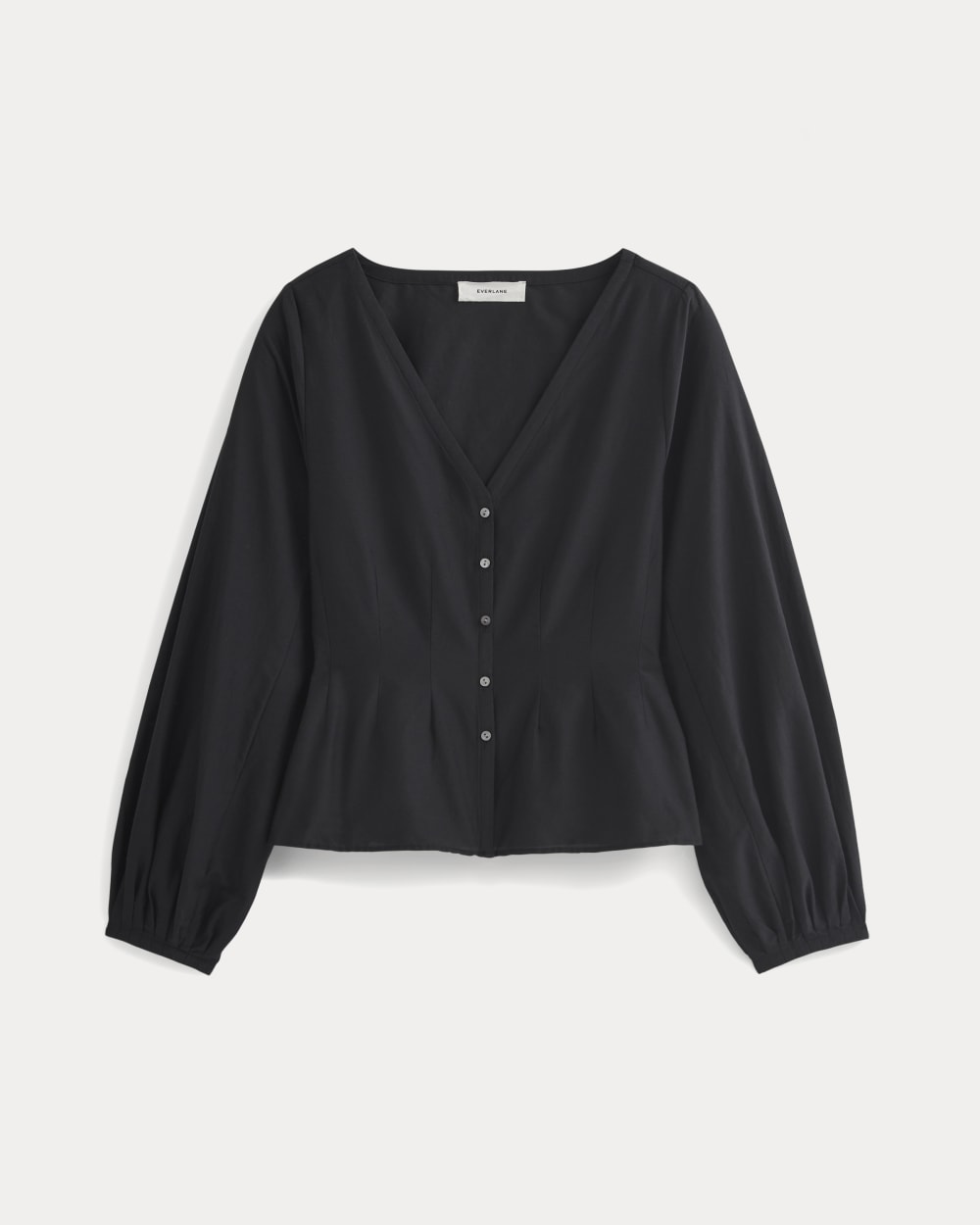 Balloon Sleeve Top in Cotton Silk in Black — alternate view