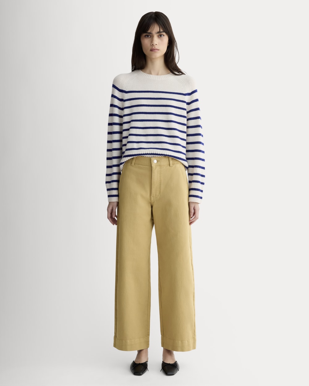The Utility Wide-Leg Pant in Classic Khaki — front view