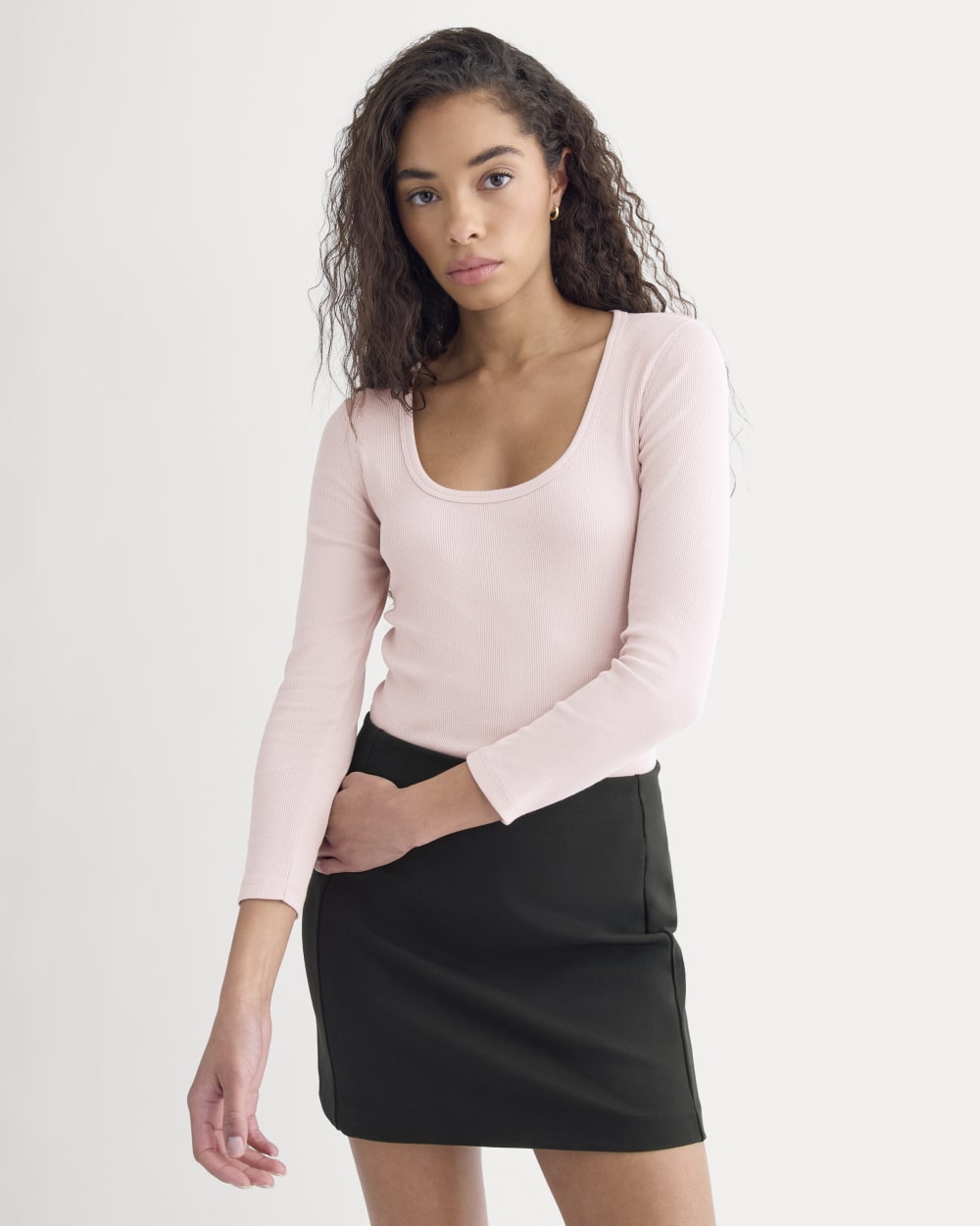 Luxe Rib Deep U-Neck Top in Burnished Lilac — front view