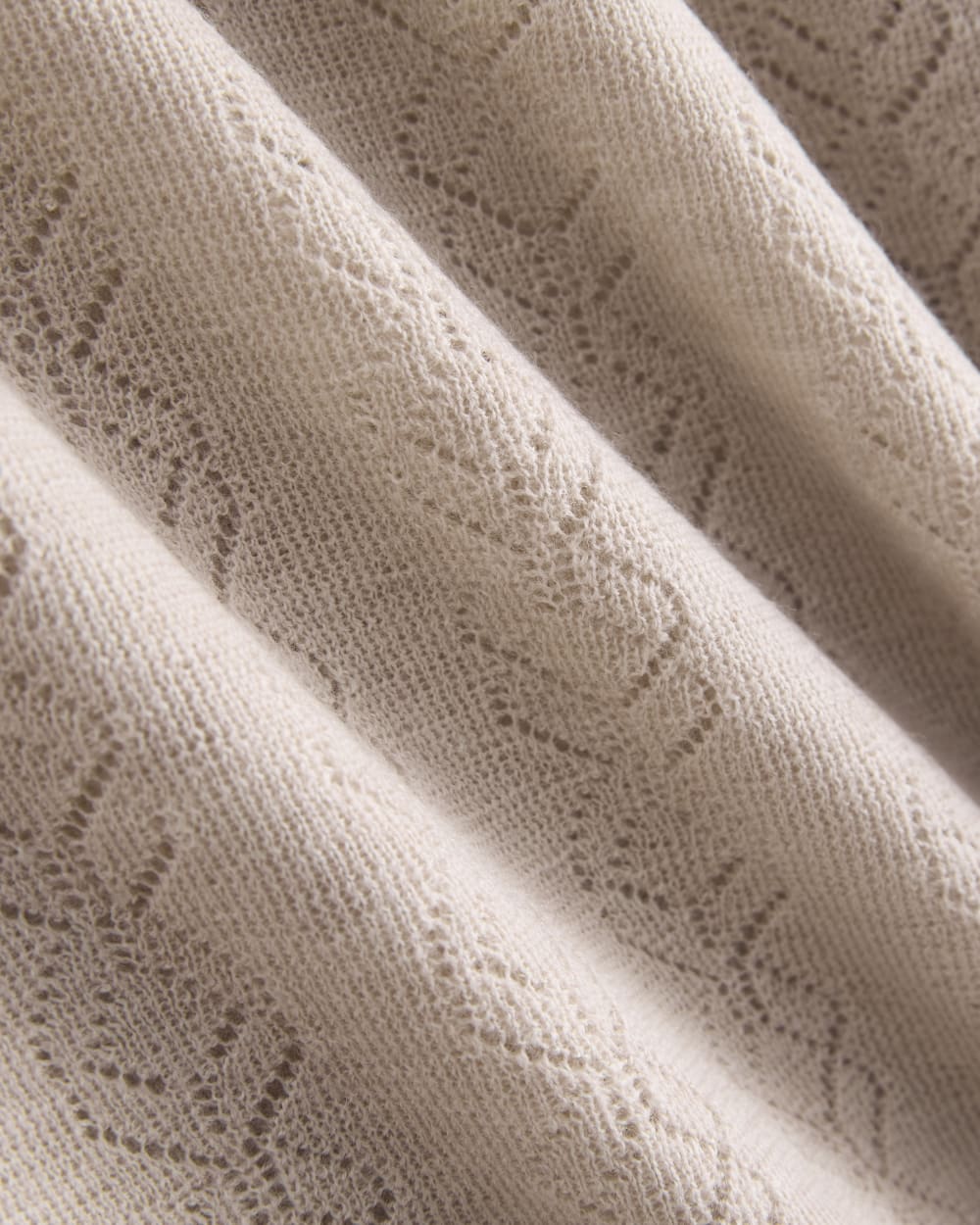 The Pointelle Crew in Ultrasoft Merino in Pale Blush — detail view