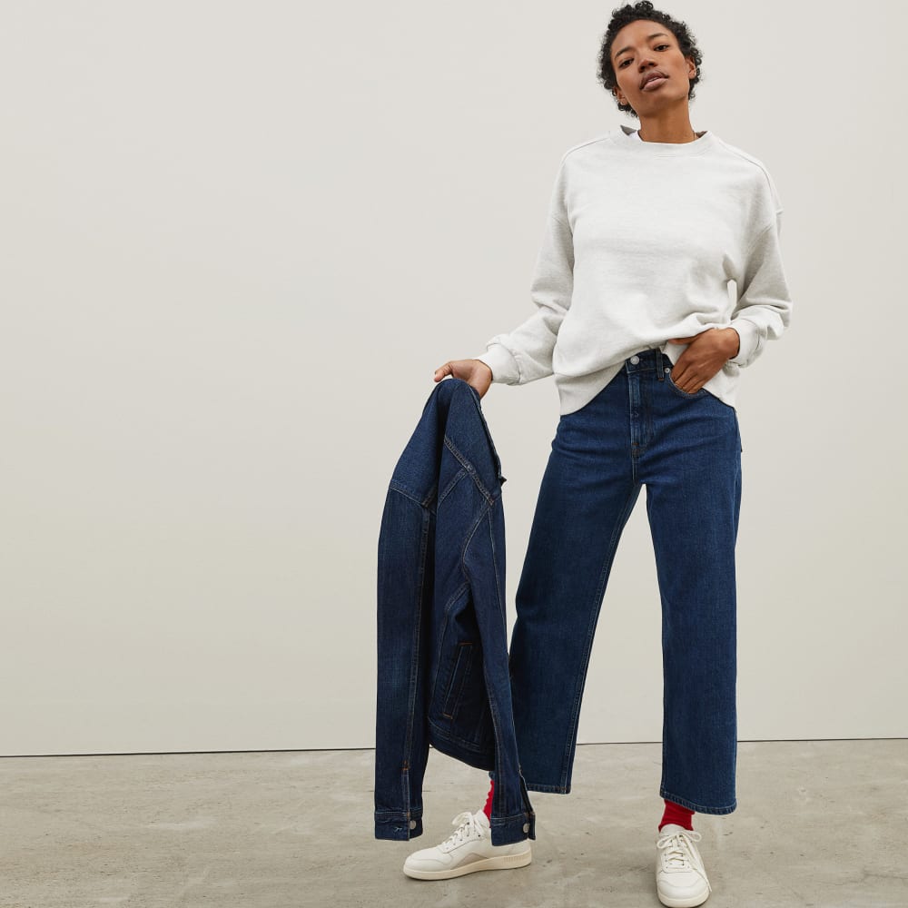 The Track Oversized Crew in Light Heather Grey — detail view