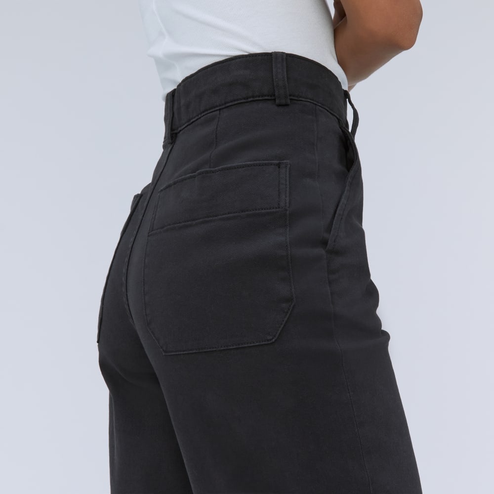 The Organic Wide-Leg Pant in Black — detail view