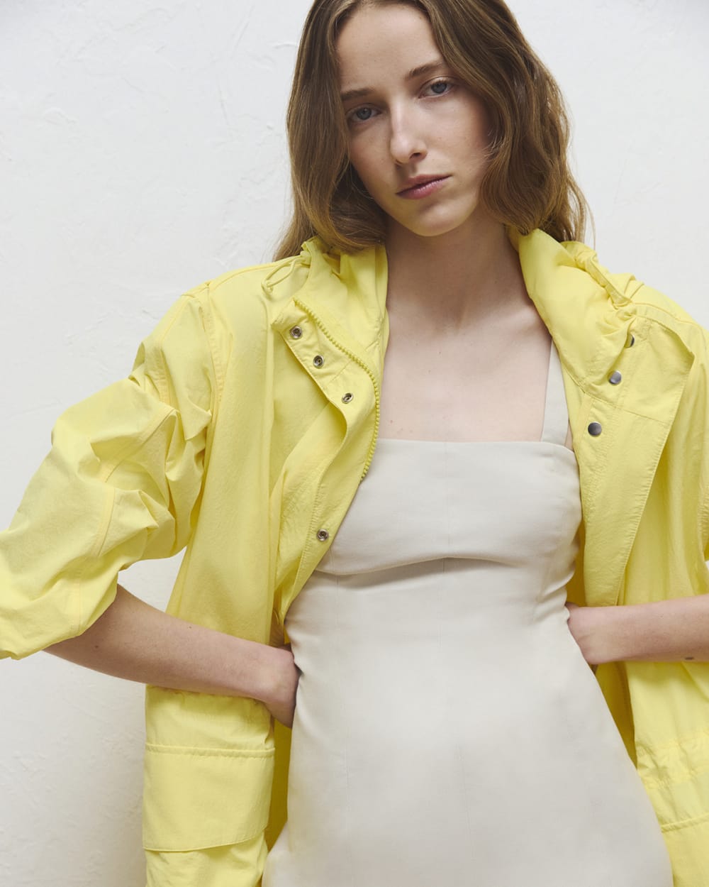 Oversized Parachute Parka in Celandine — detail view