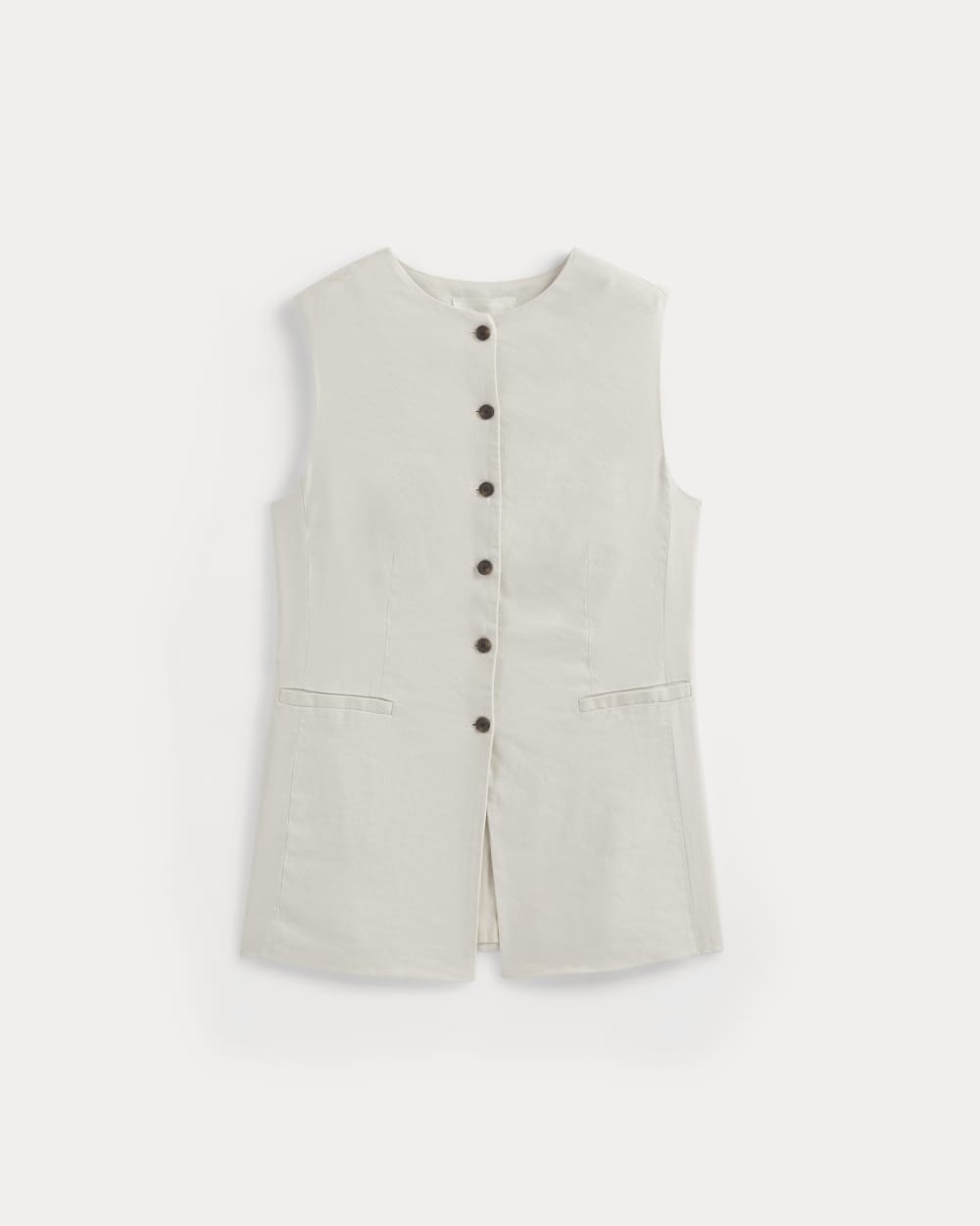 Long Vest in Stretch Linen in Birch — alternate view
