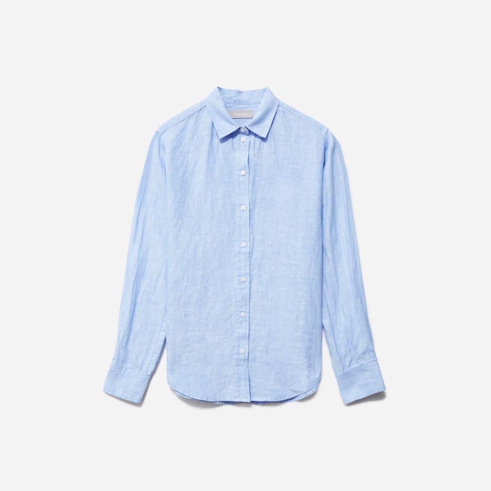 The Must-Have Shirt in Linen in Classic Blue — front view