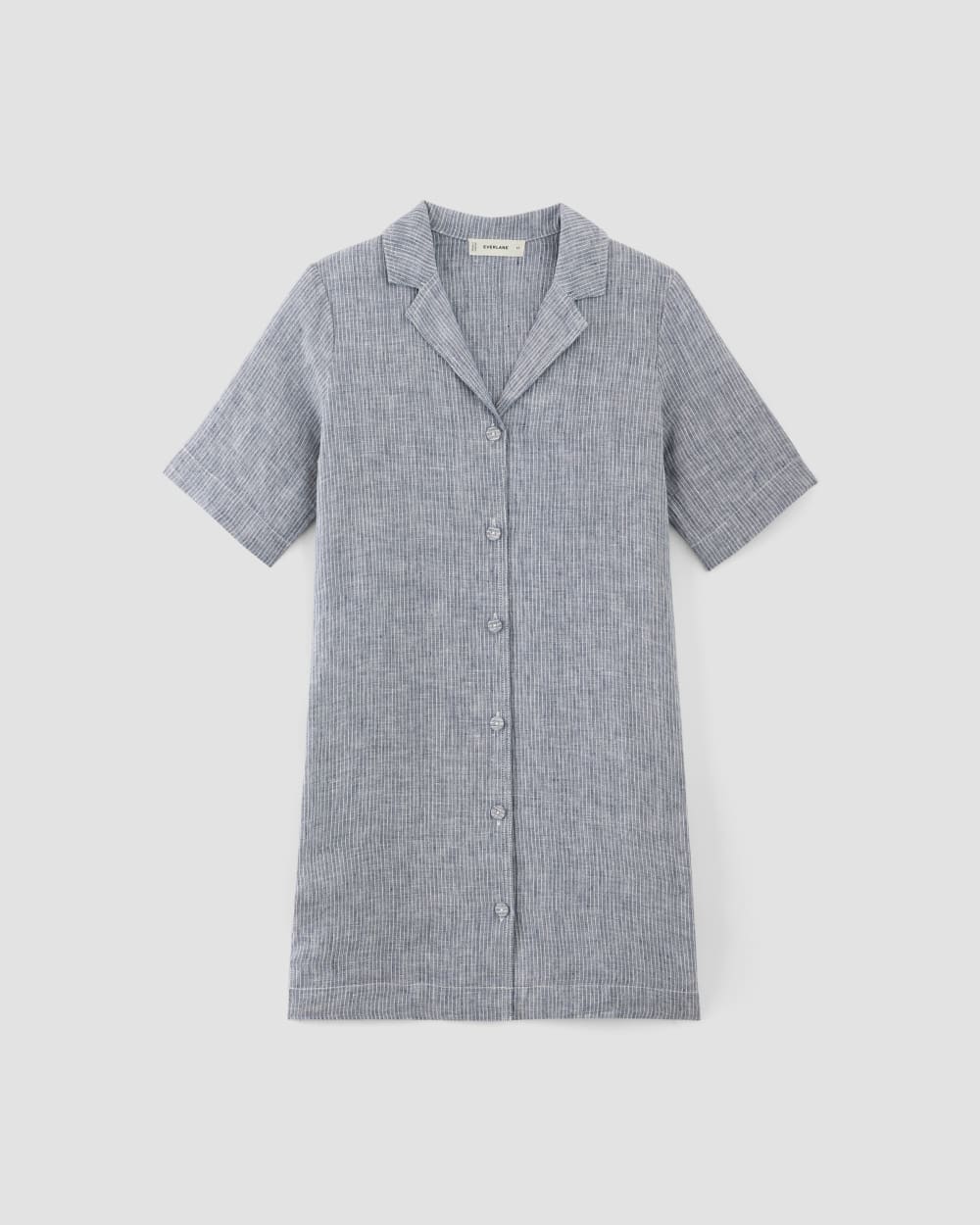 The Shirtdress in Linen in White / Blue — alternate view