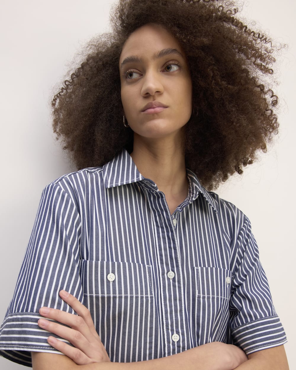 The Daytripper Dress in Dark Navy / White — detail view