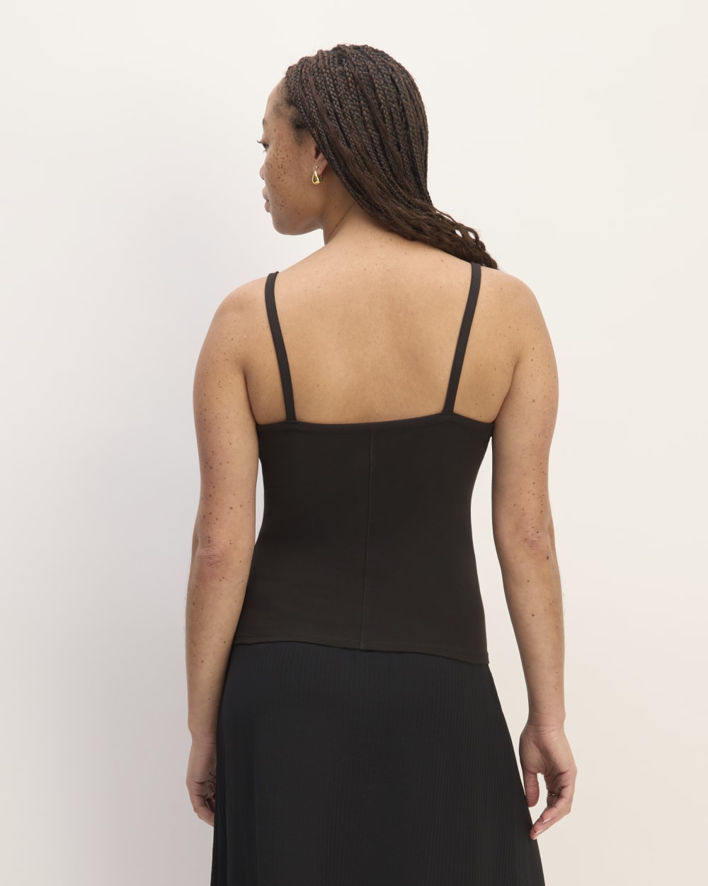 The Supima® Form Spaghetti Strap Cami in Black — detail view