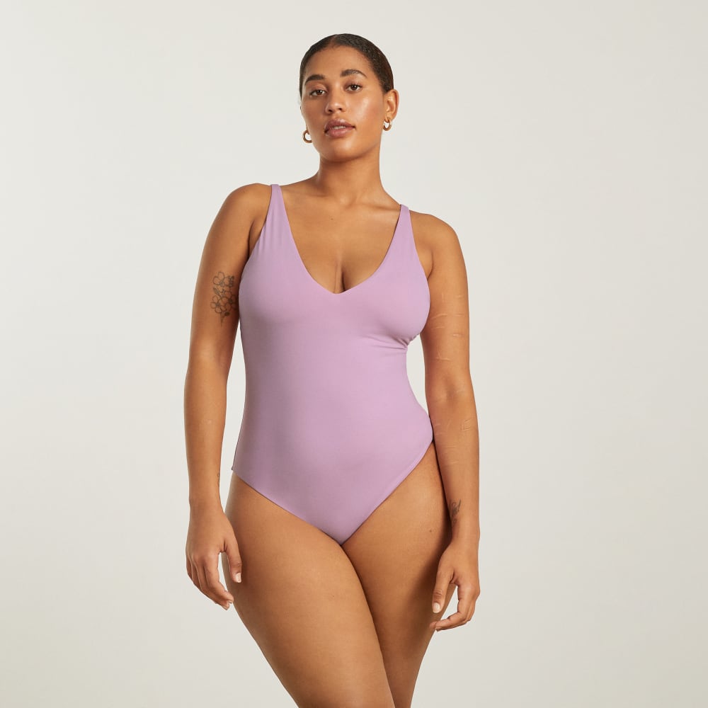 The V-Neck One-Piece in Lilac — alternate view