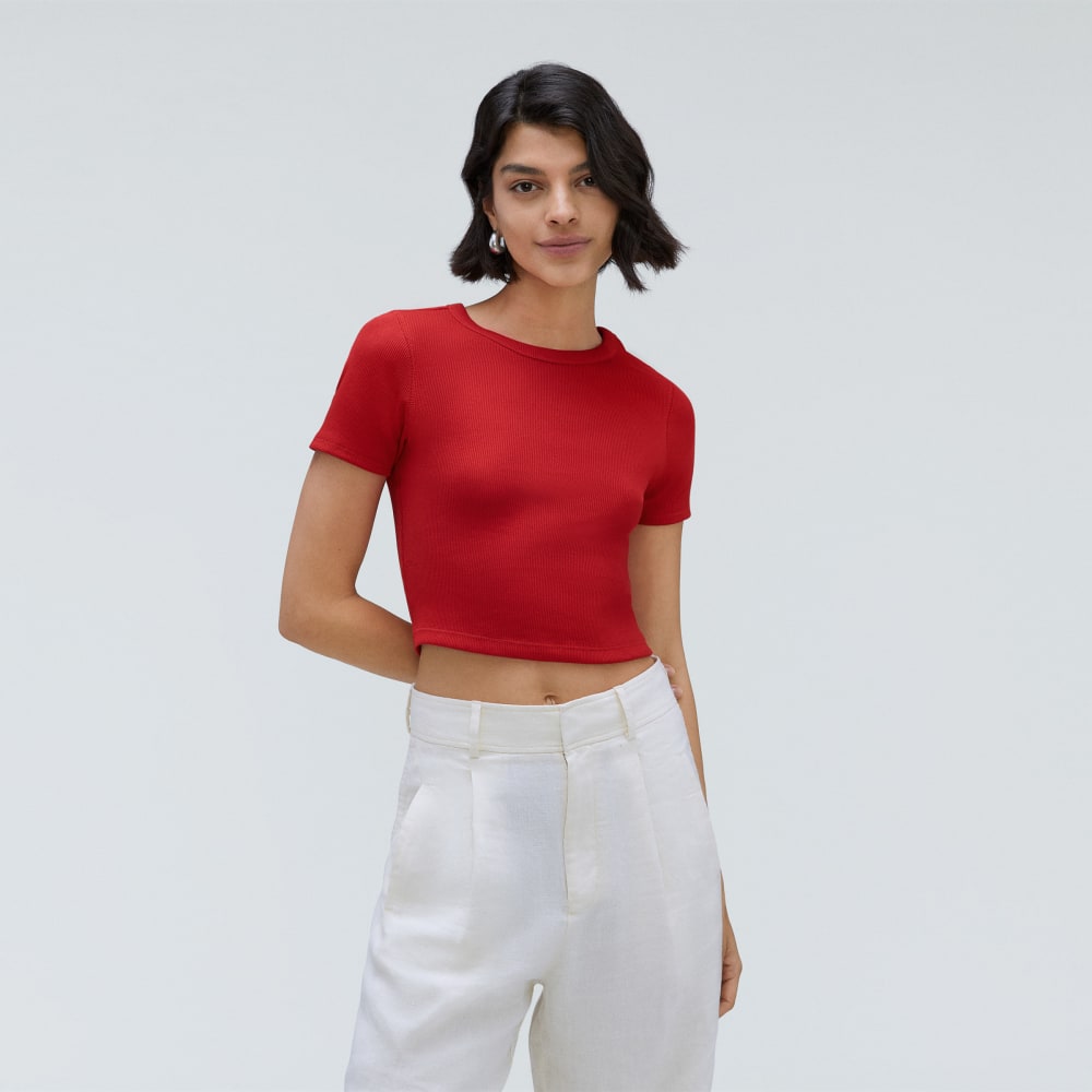 The ’90s Rib Tee in Ruby — alternate view
